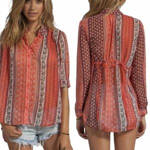 Free People sheer button up tunic